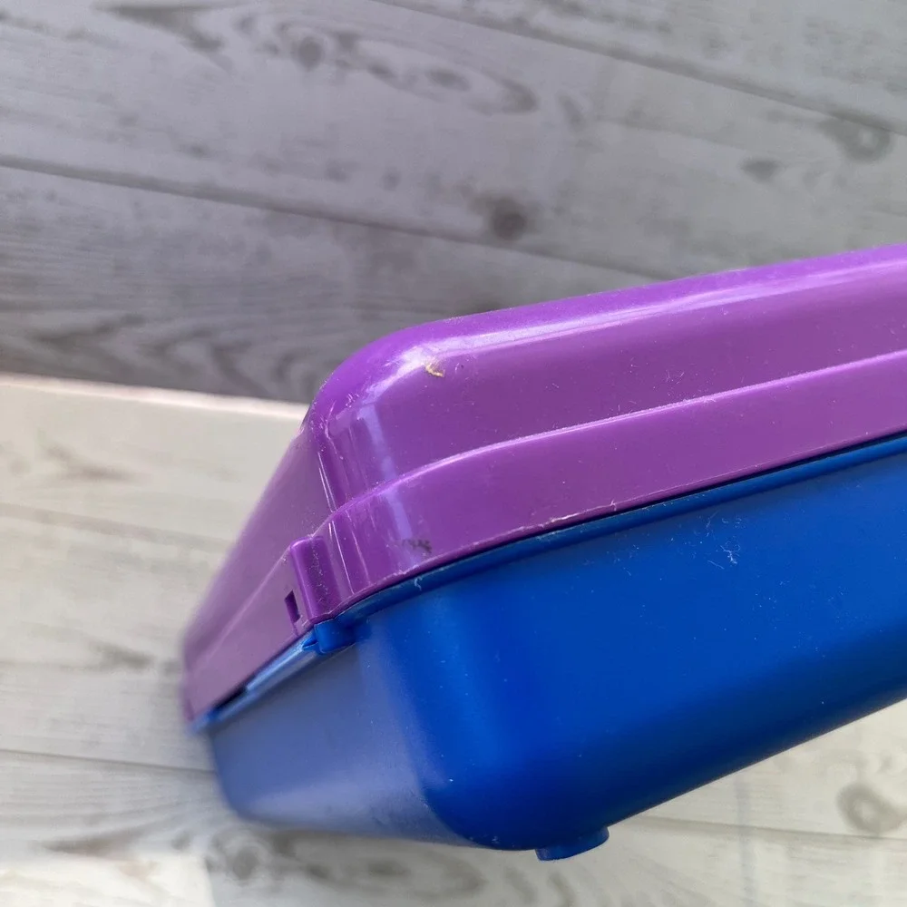 Vintage‎ SpaceMaker Pencil Box Purple Blue 90s Retro School Supply Newell 1996